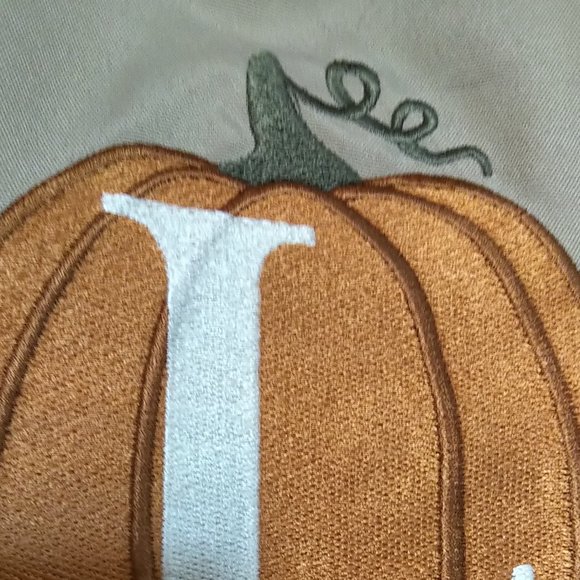 NWT Monogrammed L Ktichen Apron Autumn Pumpkin Tan 30 x 32" neck & waist tie - Picture 5 of 9